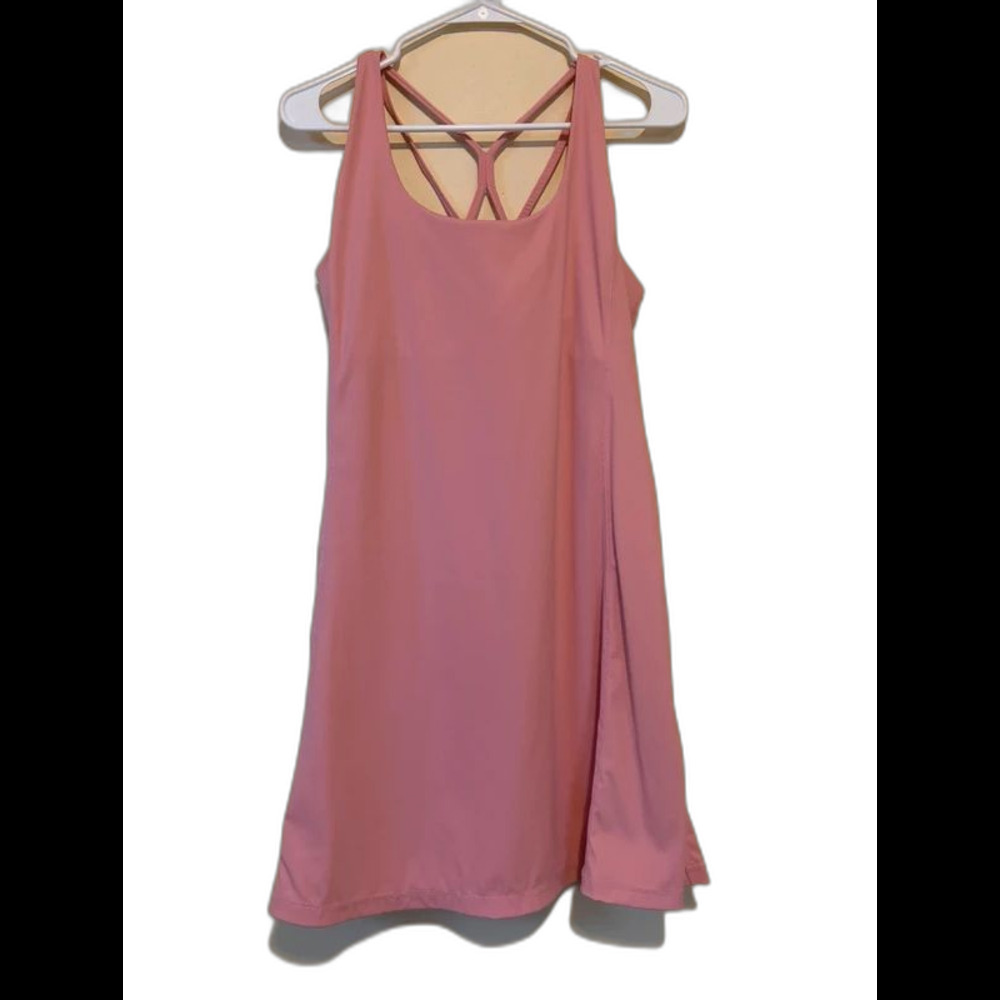 Activewear Tennis Dress Pink Strappy Back Built-In Shorts Size Medium